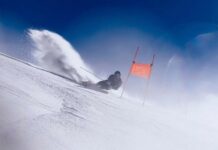 Lucas Pinheiro Braathen nå for Brasil på pallen i søndagens storslalåm i Beaver Creek