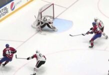 Andrew Yogan reiser hjem etter han stakk køllen i skrittet på Storhamar-spiller Axel Sandnes